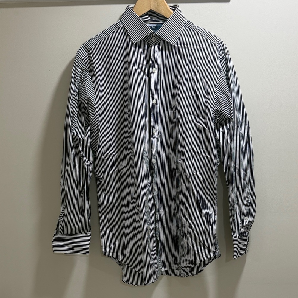 Polo by Ralph Lauren Classic Fit 16 Men's Black and White Striped ButtonUp Shirt